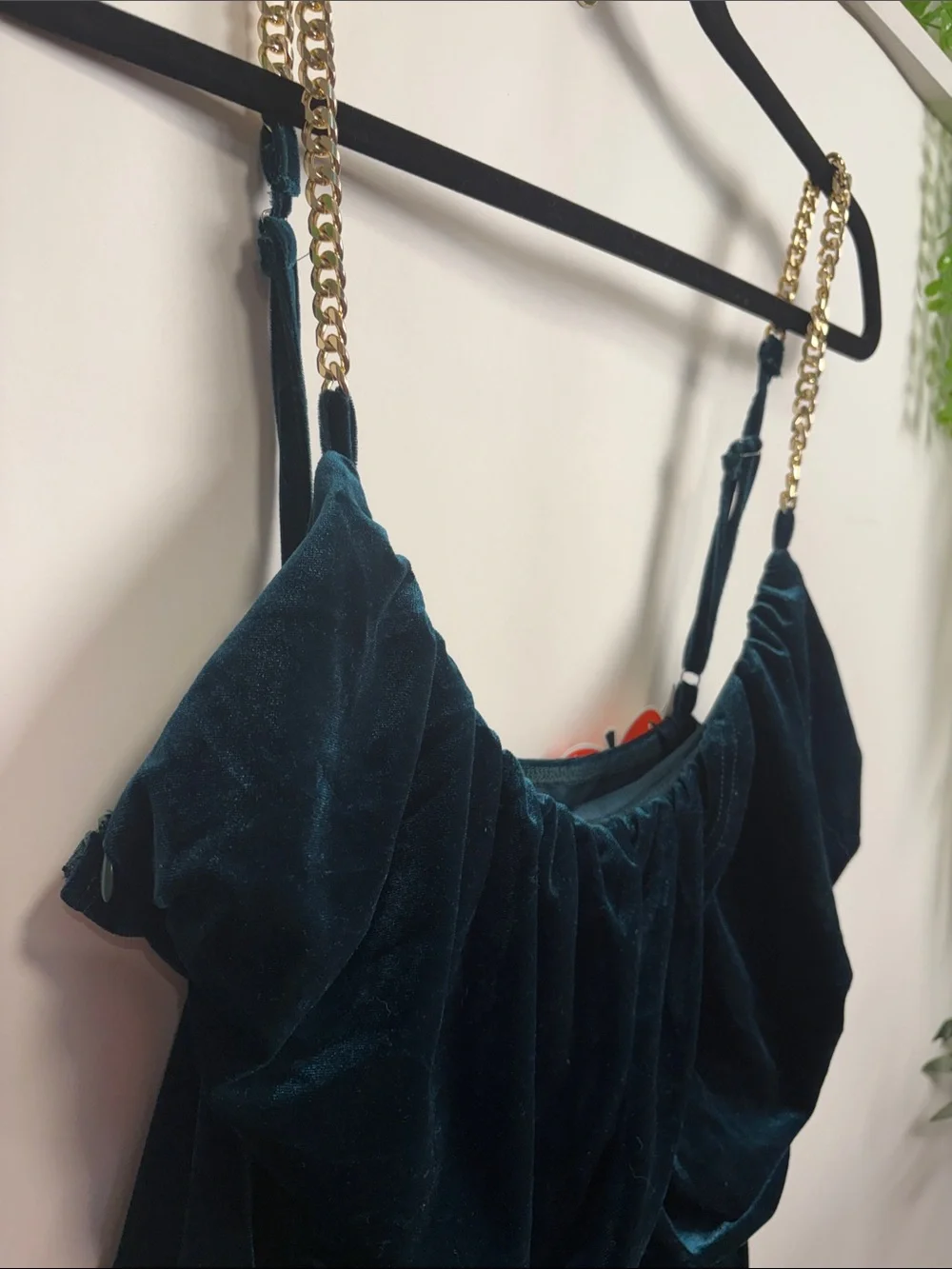 Cider Teal Velvet Draped Wide-Leg Jumpsuit - Picture 12 of 13